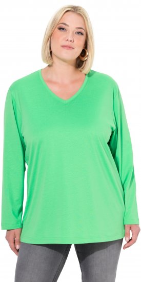 Ulla Popken Back To Basics V-Neck Relaxed Fit Cotton Tee Mint Green - T-skjorter - 