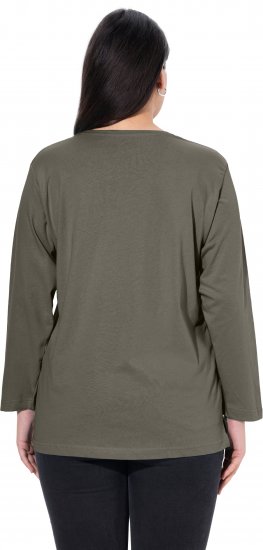 Ulla Popken Back To Basics V-Neck Relaxed Fit Cotton Tee Olive - T-skjorter - 