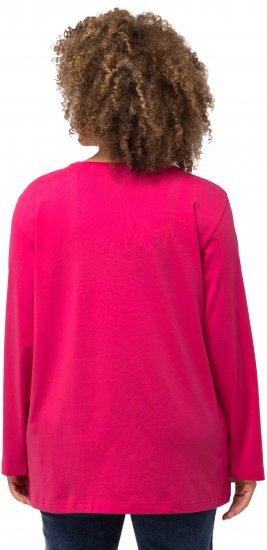 Ulla Popken Back To Basics V-Neck Relaxed Fit Cotton Tee Magenta Pink - T-skjorter - 