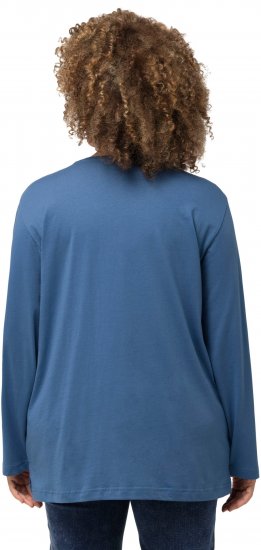 Ulla Popken Back To Basics V-Neck Relaxed Fit Cotton Tee Denim Blue - T-skjorter - 