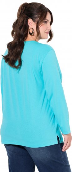 Ulla Popken Back To Basics V-Neck Relaxed Fit Cotton Tee Deep Aqua - T-skjorter - 