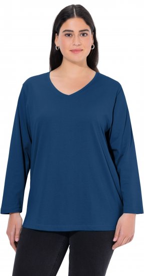 Ulla Popken Back To Basics V-Neck Relaxed Fit Cotton Tee Dark Blue - T-skjorter - 