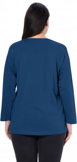 Ulla Popken Back To Basics V-Neck Relaxed Fit Cotton Tee Dark Blue - T-skjorter - 