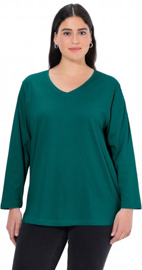 Ulla Popken Back To Basics V-Neck Relaxed Fit Cotton Tee Teal Green - T-skjorter - 