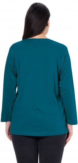 Ulla Popken Back To Basics V-Neck Relaxed Fit Cotton Tee Cerulean - T-skjorter - 
