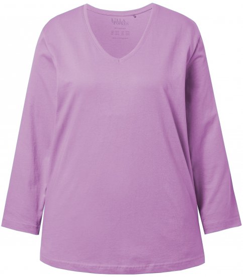 Ulla Popken Back To Basics V-Neck Relaxed Fit Cotton Tee Lavender - T-skjorter - 