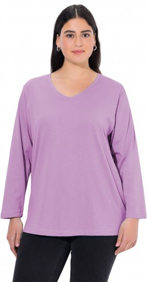 Ulla Popken Back To Basics V-Neck Relaxed Fit Cotton Tee Lavender - T-skjorter - 