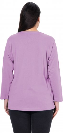 Ulla Popken Back To Basics V-Neck Relaxed Fit Cotton Tee Lavender - T-skjorter - 