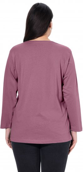 Ulla Popken Back To Basics V-Neck Relaxed Fit Cotton Tee Dark Rose - T-skjorter - 