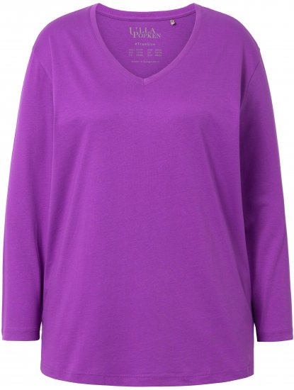 Ulla Popken Back To Basics V-Neck Relaxed Fit Cotton Tee Purple - T-skjorter - 