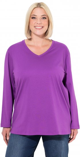Ulla Popken Back To Basics V-Neck Relaxed Fit Cotton Tee Purple - T-skjorter - 