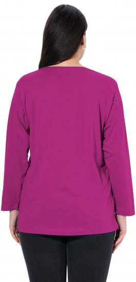 Ulla Popken Back To Basics V-Neck Relaxed Fit Cotton Tee Berry - T-skjorter - 