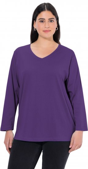 Ulla Popken Back To Basics V-Neck Relaxed Fit Cotton Tee Deep Violet - T-skjorter - 