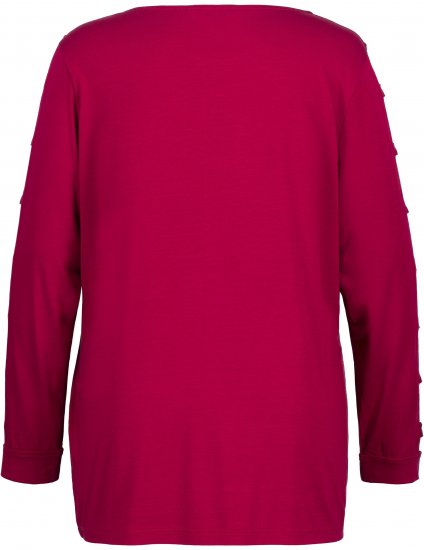 Ulla Popken Rhinestone Accent Statement Cutout Sleeve Stretch Knit Top Wine Red - Trykket T-skjorter for dame - 