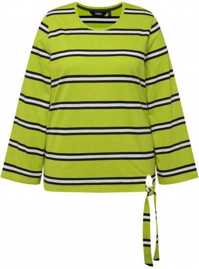 Ulla Popken Striped Hem Long Sleeve Tee Apple Green - Trykket T-skjorter for dame - 