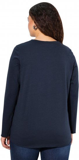 Ulla Popken Star Long Sleeve Graphic Tee Navy Blue - Trykket T-skjorter for dame - 