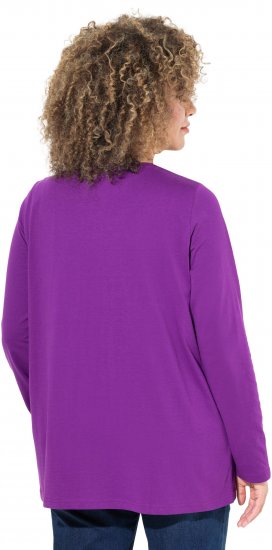 Ulla Popken Christmas Squirrel Long Sleeve Graphic Tee Dark Purple - Trykket T-skjorter for dame - 