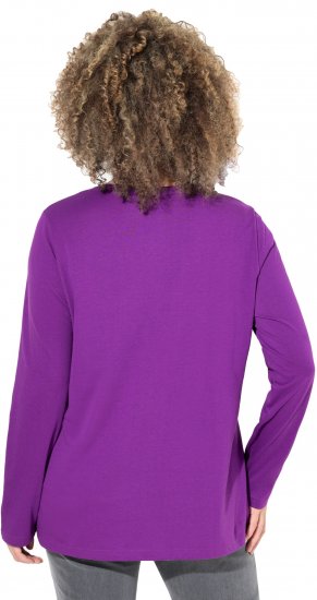 Ulla Popken Metallic Graphic Holiday Tee Dark Purple - Trykket T-skjorter for dame - 