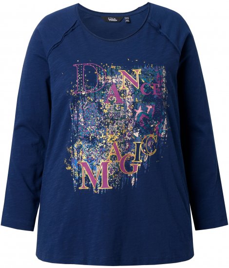 Ulla Popken Inverted Seam Long Sleeve Graphic Tee Ink Blue - T-skjorter - 