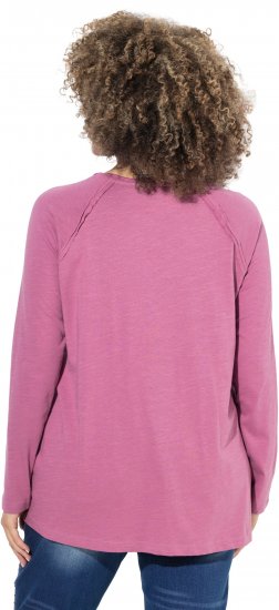 Ulla Popken Inverted Seam Long Sleeve Graphic Tee Dark Rose - Trykket T-skjorter for dame - 
