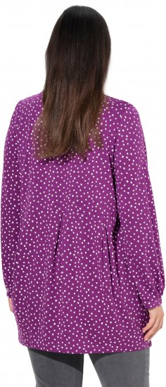 Ulla Popken Pleated Confetti Print Long Sleeve Tee Light Plum - Trykket T-skjorter for dame - 