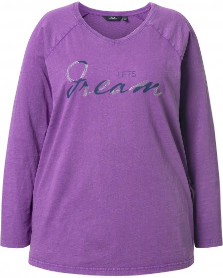 Ulla Popken Dream Rhinestone Lettering Long Sleeve Tee Light Plum - Trykket T-skjorter for dame - 