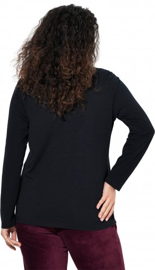 Ulla Popken Motivational Graphic Long Sleeve Tee Black - Trykket T-skjorter for dame - 