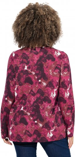 Ulla Popken Abstract Print Long Sleeve Tee Dark Ruby - Trykket T-skjorter for dame - 