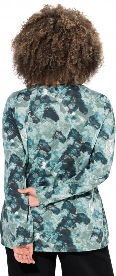 Ulla Popken Abstract Print Long Sleeve Tee Teal Green - Trykket T-skjorter for dame - 