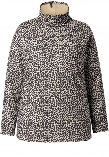 Ulla Popken Leopard Print Long Sleeve Ski Tee Black - Trykket T-skjorter for dame - 