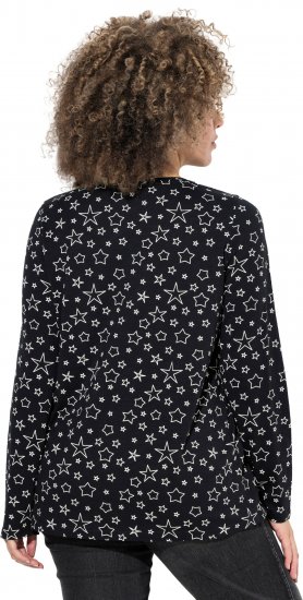 Ulla Popken Allover Printed Long Sleeve Tee Black - Trykket T-skjorter for dame - 