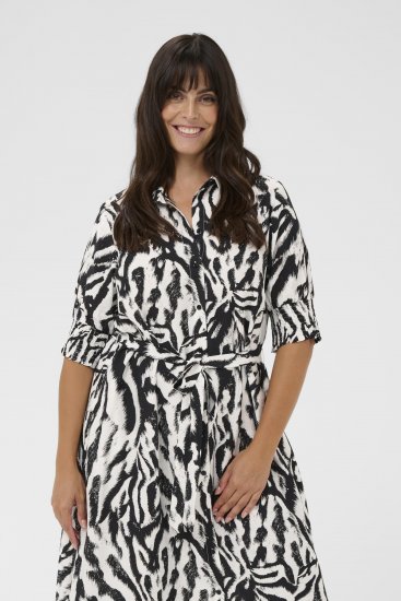 Kaffe Curve Alia Shirt Dress Black Chalk Animal - Midikjoler - 