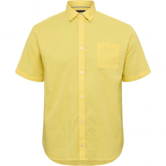 North Latitude Shirt Linen Cotton Short Sleeve Yellow - Skjorter - Store skjorter - 2XL-8XL