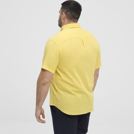North Latitude Shirt Linen Cotton Short Sleeve Yellow - Skjorter - Store skjorter - 2XL-8XL