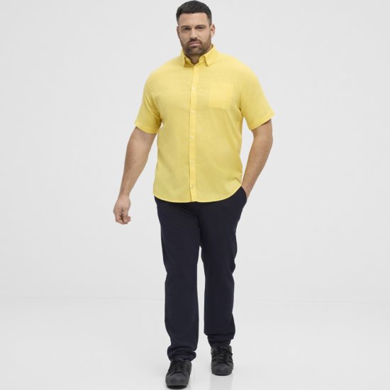 North Latitude Shirt Linen Cotton Short Sleeve Yellow - Skjorter - Store skjorter - 2XL-8XL
