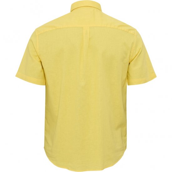 North Latitude Shirt Linen Cotton Short Sleeve Yellow - Skjorter - Store skjorter - 2XL-8XL