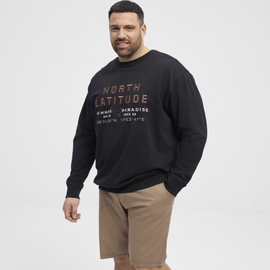 North Latitude Sweatshirt Black TALL - HERREKLÆR MT-6XLT - Klær for høye menn