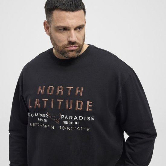 North Latitude Sweatshirt Black TALL - HERREKLÆR MT-6XLT - Klær for høye menn