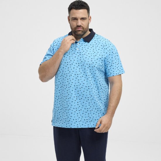 North Latitude Polo Pique Printed Turquoise - Polo- & piqueskjorter - Poloskjorte i store størrelser - 2XL-8XL
