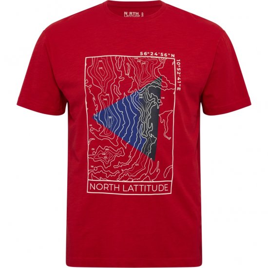 North Latitude T-Shirt Printed Short Sleeve Red - T-skjorter - Store T-skjorter - 2XL-14XL