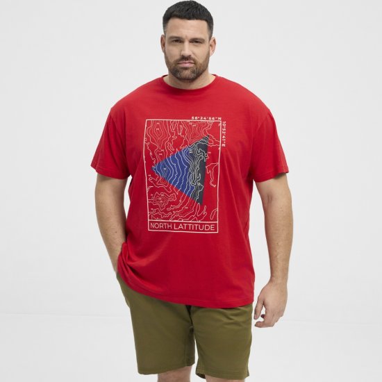 North Latitude T-Shirt Printed Short Sleeve Red - T-skjorter - Store T-skjorter - 2XL-14XL