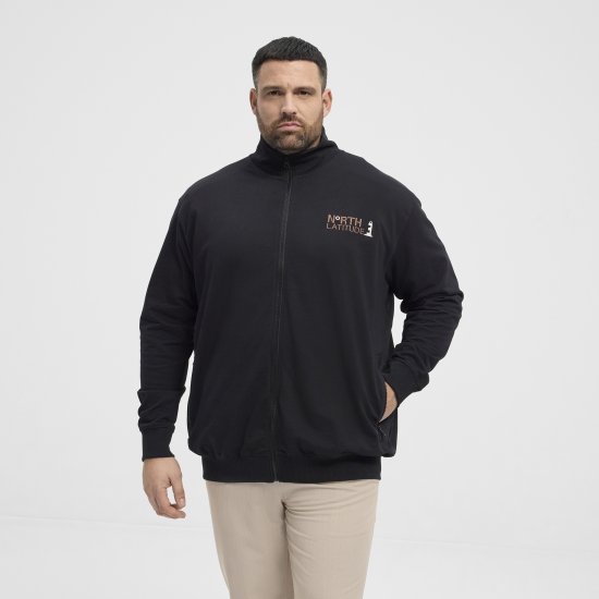 North Latitude Sweatshirt Cardigan Black - Gensere og hettegensere - Store hettegensere - 2XL-14XL