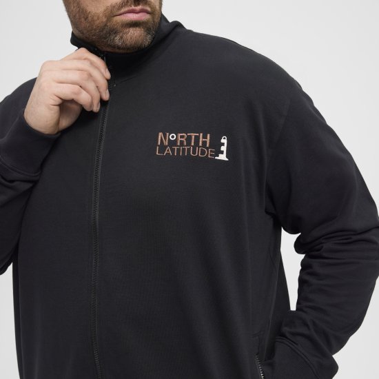 North Latitude Sweatshirt Cardigan Black - Gensere og hettegensere - Store hettegensere - 2XL-14XL