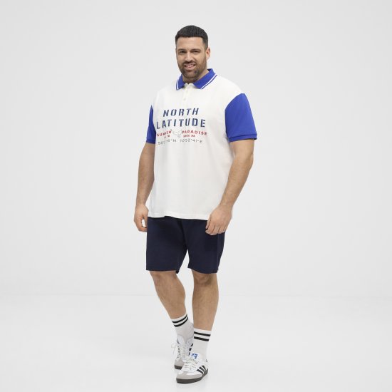 North Latitude Polo Short Sleeve Blue And White - Polo- & piqueskjorter - Poloskjorte i store størrelser - 2XL-8XL