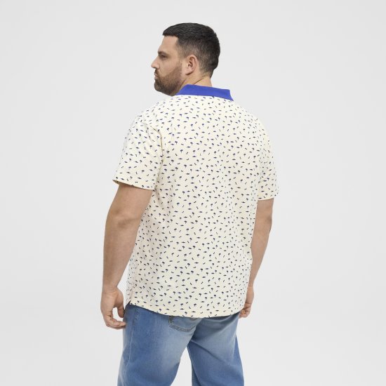 North Latitude Polo Pique Printed Off-White TALL - HERREKLÆR MT-6XLT - Klær for høye menn