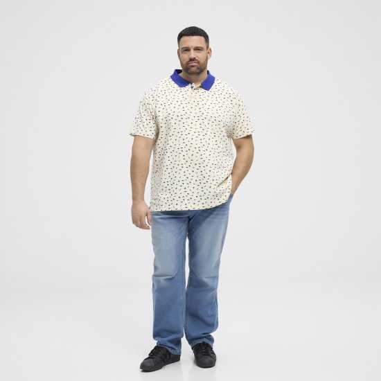 North Latitude Polo Pique Printed Off-White TALL - HERREKLÆR MT-6XLT - Klær for høye menn