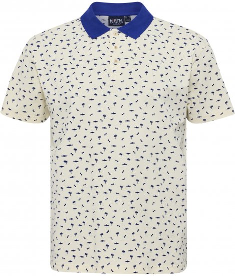 North Latitude Polo Pique Printed Off-White TALL - HERREKLÆR MT-6XLT - Klær for høye menn