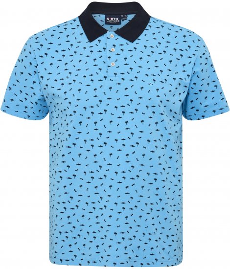 North Latitude Polo Pique Printed Turquoise TALL - HERREKLÆR MT-6XLT - Klær for høye menn