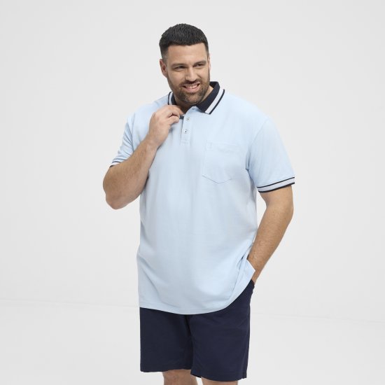 North Latitude Polo Pique Short Sleeve Light Blue - Polo- & piqueskjorter - Poloskjorte i store størrelser - 2XL-8XL