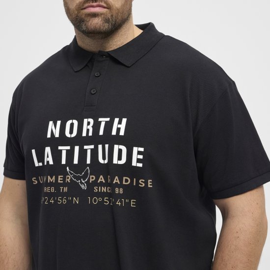 North Latitude Polo Pique Short Sleeve Black - Polo- & piqueskjorter - Poloskjorte i store størrelser - 2XL-8XL